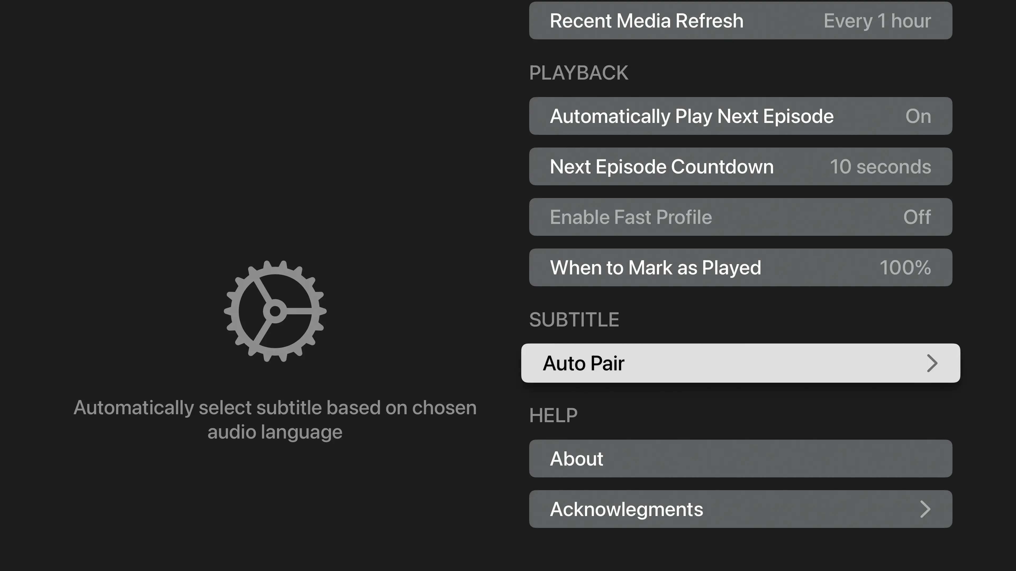 Subtitle auto-pair settings