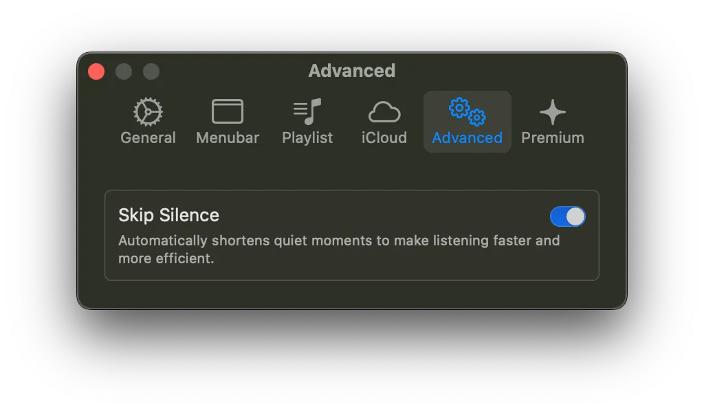 DintCast macOS silence skip setting