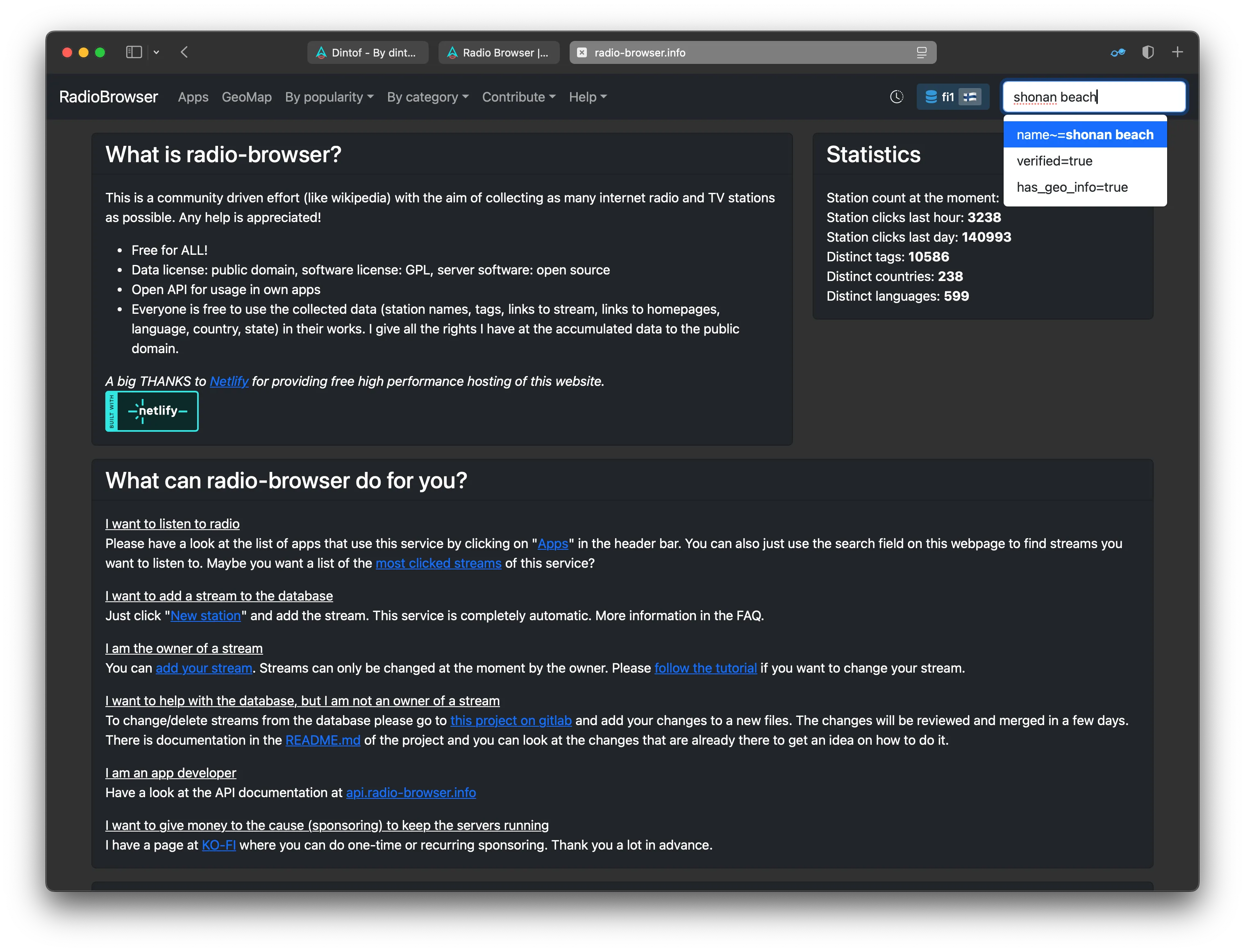 radio browser homepage