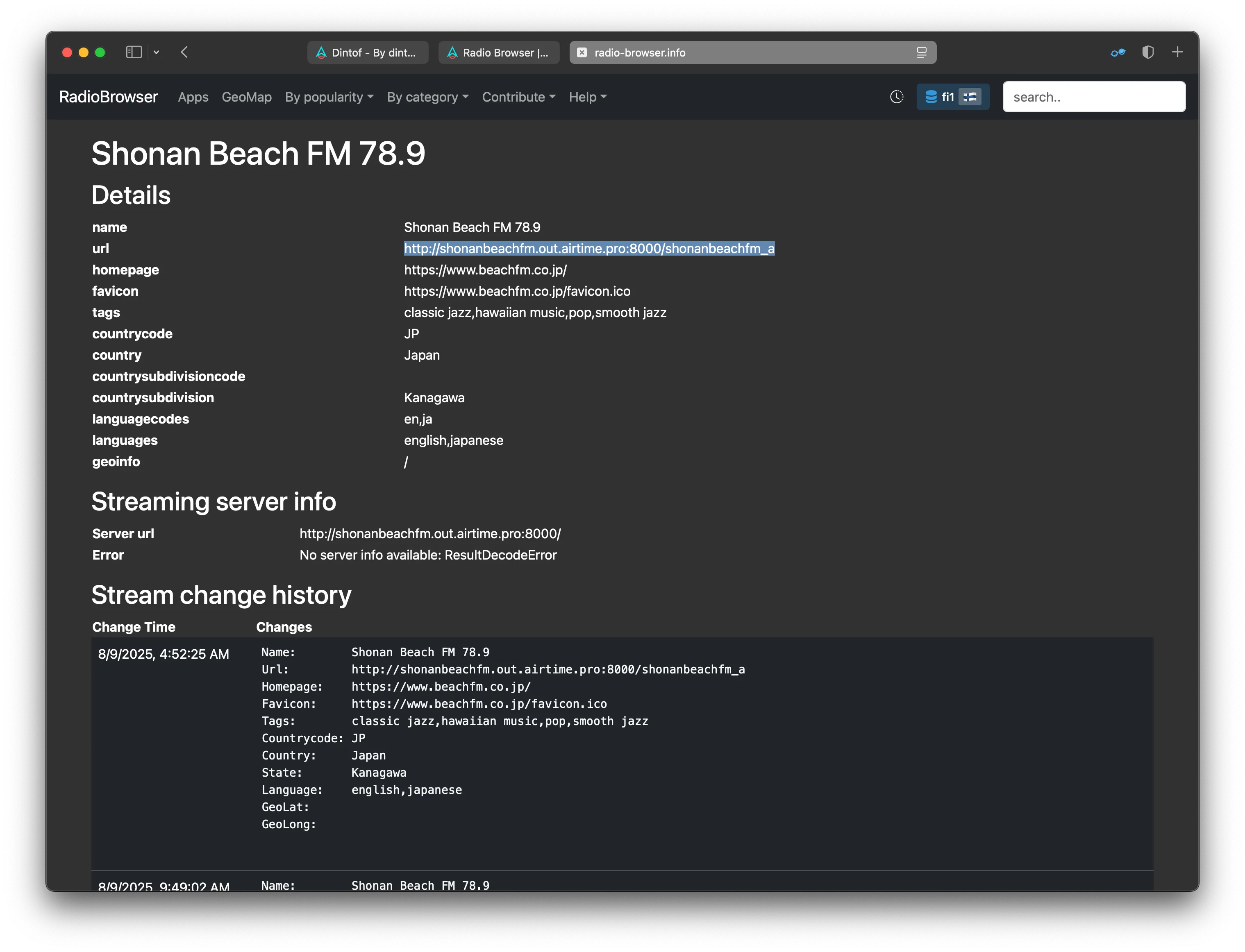 get radio station stream url